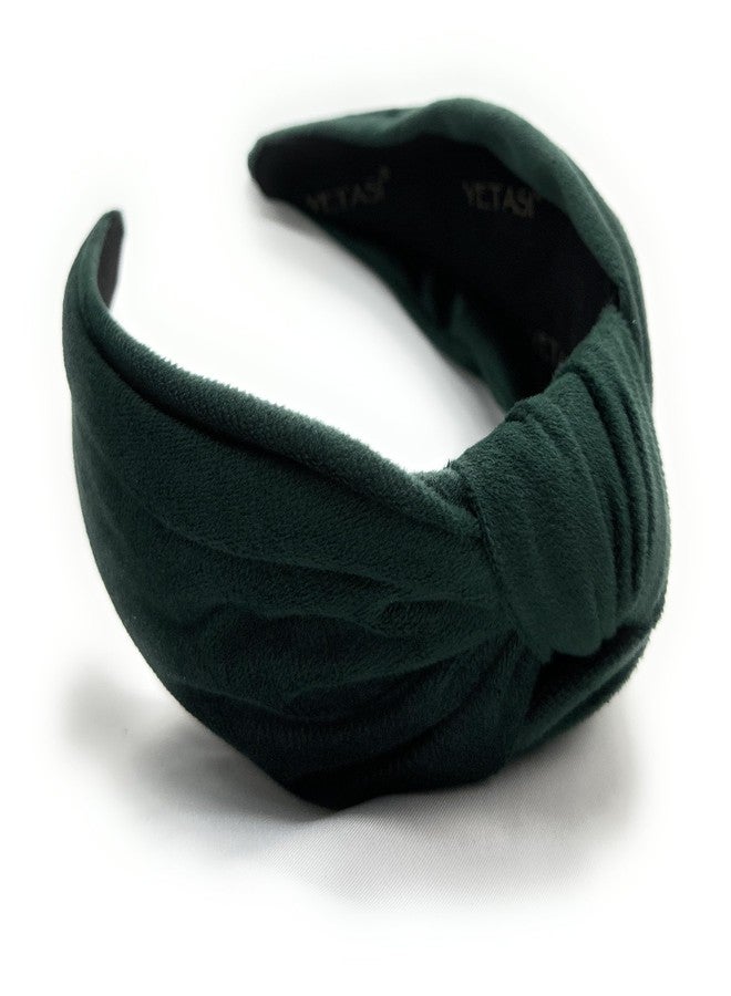 YETASI Chunky Velvet Headbands for Women, Trendy Christmas Green Warm Stylish Knotted Headband is a All Day Warable, Adjustable Head band for Girls are Top Knot Fashion Designer for Womens Hair - Image 1
